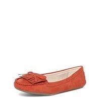 Rust Orange Fringed Moccasins, Rust