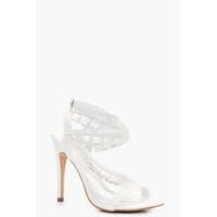 Ruffle Trim Wrap Sandal - white