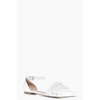 Ruffle Trim Pointed Ballet - white