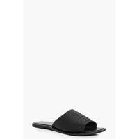 Ruched Leather Slider - black