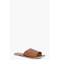 Ruched Leather Slider - tan