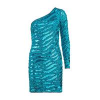 Ruby Ray Wavy Beaded Asymmetric dress in Mermaid Green