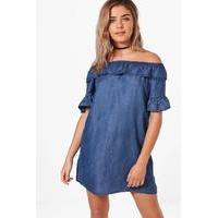 Ruffle Denim Dress - denim