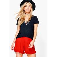 Ruffle Hem Shorts - rust