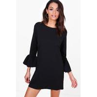 ruffle sleeve dress black