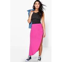 Ruched Side Jersey Maxi Skirt - pink