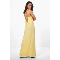 Ruffle Lace Up Back Maxi Dress - yellow