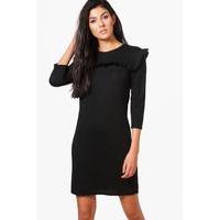 Ruffle Shift Dress - black