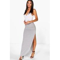 Ruched Side Jersey Maxi Skirt - grey