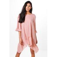 ruffle hem dress pink