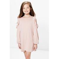 Ruffle Shoulder Dress - blush