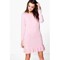 ruffle hem knitted dress rose