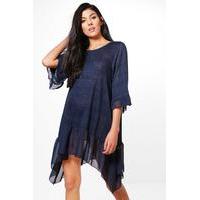 Ruffle Hem Dress - navy