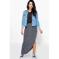 Ruched Side Jersey Maxi Skirt - charcoal