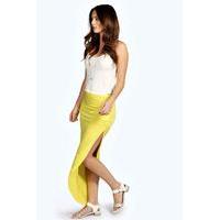 Ruched Side Jersey Maxi Skirt - yellow