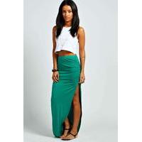 Ruched Side Jersey Maxi Skirt - bright green