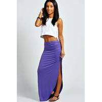 Ruched Side Jersey Maxi Skirt - purple