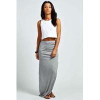 Ruched Side Jersey Maxi Skirt - grey marl