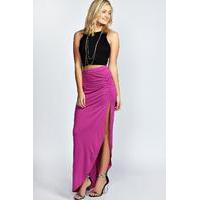 Ruched Side Jersey Maxi Skirt - magenta