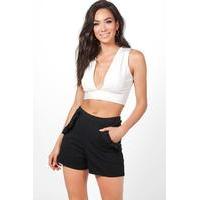 Ruffle Pocket Tailored Shorts - black