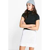 Ruffle Hem Knitted Skirt - cream