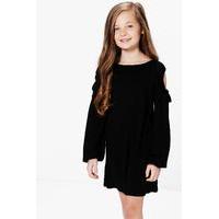 ruffle shoulder dress black