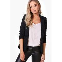 ruched sleeve blazer black