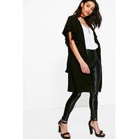ruffle belted duster black