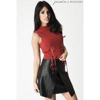 Rust Crop Top with Tie Detail