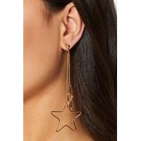 Ruby Gold Double Star Drop Earring