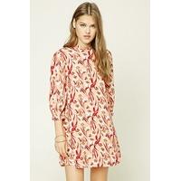 Ruffle Floral Print Shift Dress