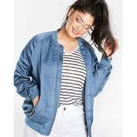 Ruched Sleeve Bomber Jacket