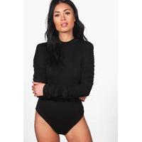 Ruched Sleeve Body - black