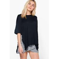 Ruffle Side Split T-Shirt - black