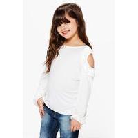 Ruffle Shoulder Jersey Top - ivory