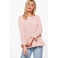 Ruffle Hem & Sleeve Jumper - rose