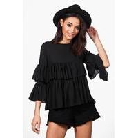 Ruffle Tiered Blouse - black