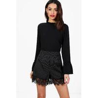 Ruffle Neck & Sleeve Blouse - black