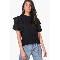 Ruffle Oversized T-Shirt - black