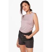 Ruched Sides Sleeveless Crop - slate