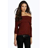 Ruby Large Rib Off The Shoulder Top - rust