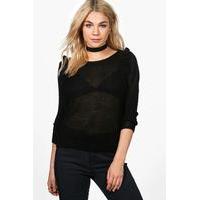 Ruffle Rib Jumper - black