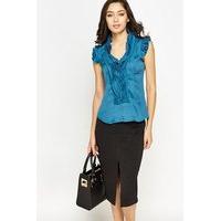 Ruffle Trim Sleeveless Blouse