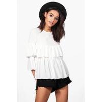 Ruffle Tiered Blouse - white