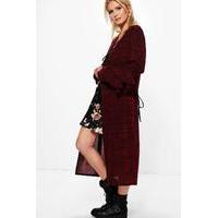 ruffle sleeve midi cardigan wine