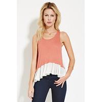 Ruffled Chiffon-Hem Tank