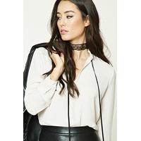 ruffled tie neck blouse