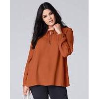 ruffle sleeve blouse with tie neck