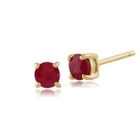 ruby round stud earrings in 9ct yellow gold 350mm claw set