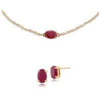 ruby oval stud earring 19cm bracelet set